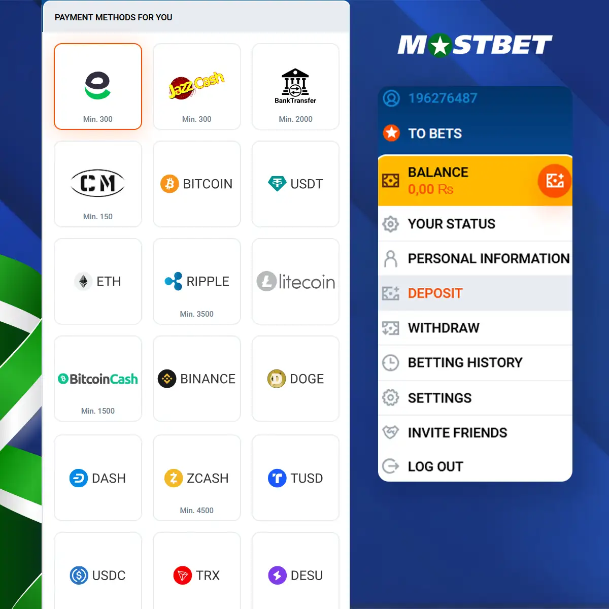 موسٹ بیٹ پاکستان میں رقم جمع کرنے کے طریقہ کے بارے میں مرحلہ وار گائیڈ